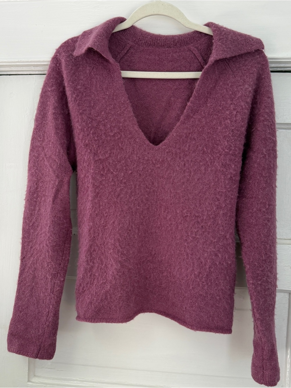 Vince Women's V-Neck Collared Sweater - Dusty Plum